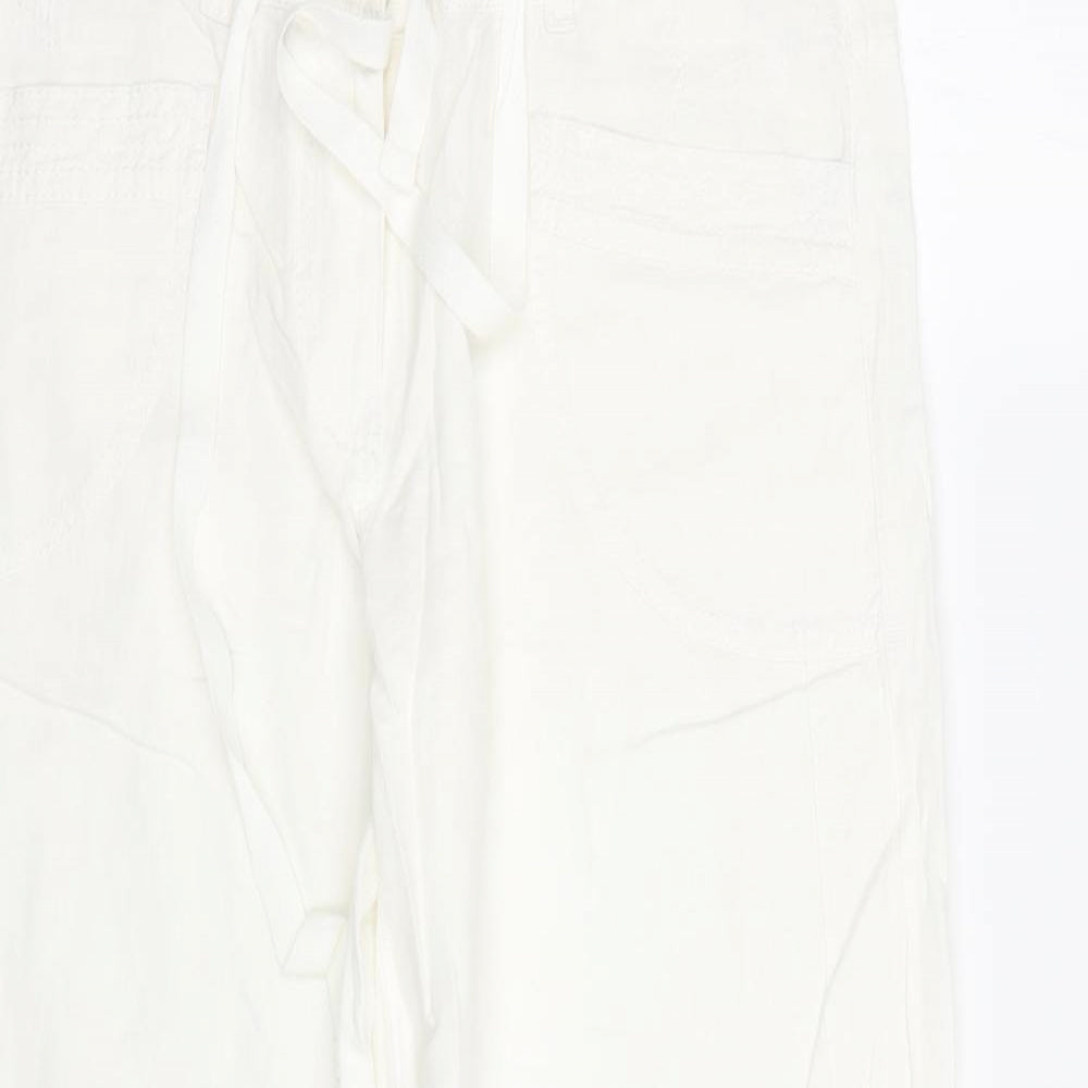 NEXT Womens White   Capri Trousers Size 12 L27 in