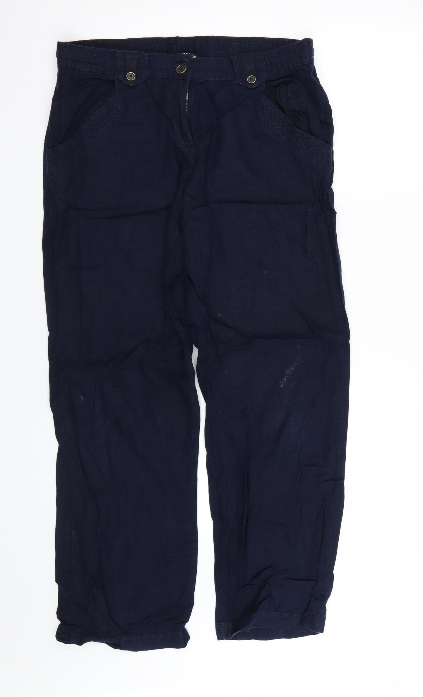 Debenhams Womens Blue   Cropped Trousers Size 12 L25.5 in