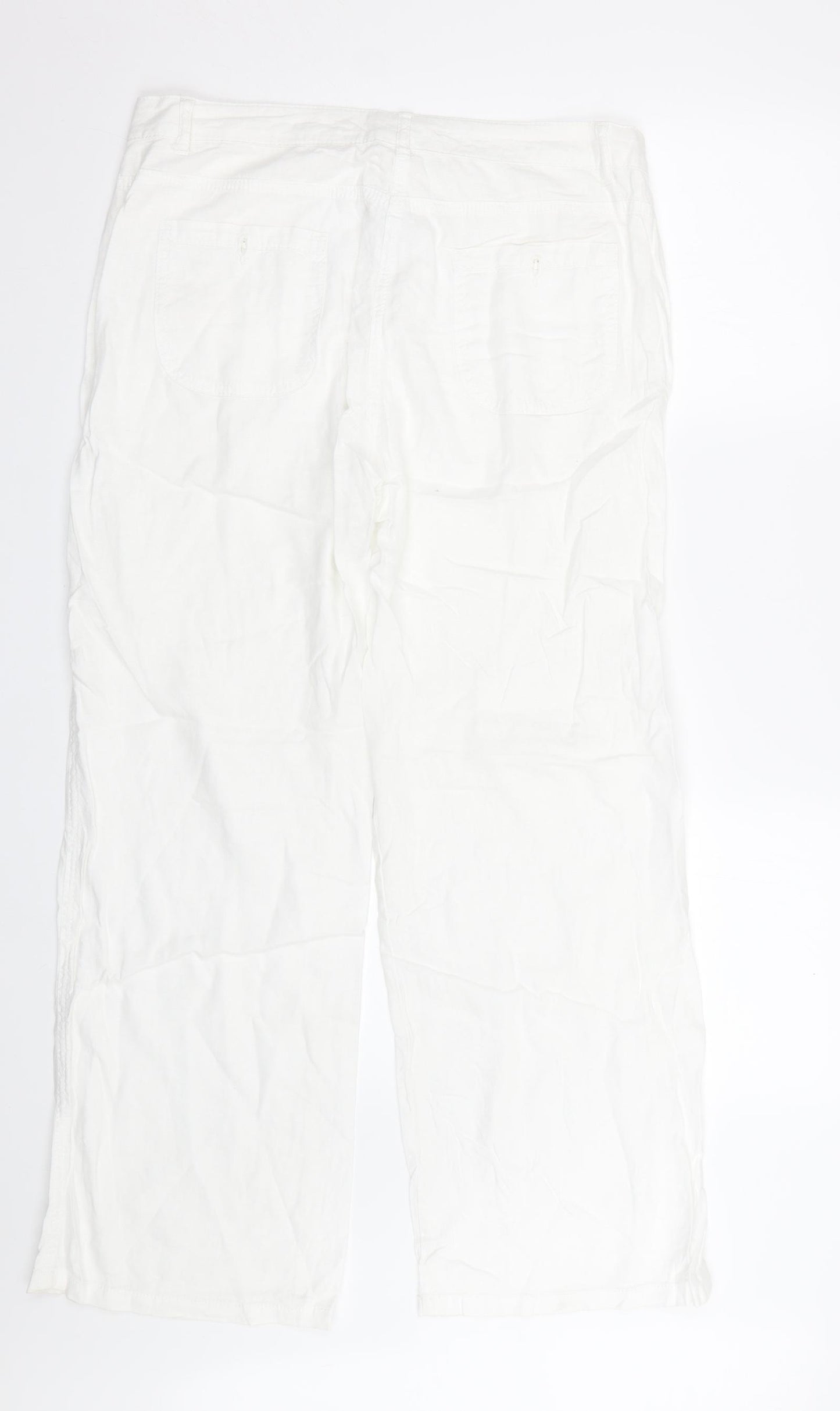 M&S Womens White   Trousers  Size 12 L28 in