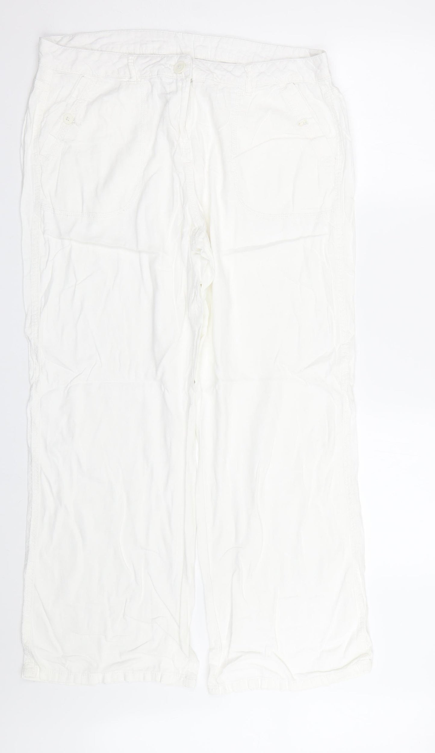 M&S Womens White   Trousers  Size 16 L27 in