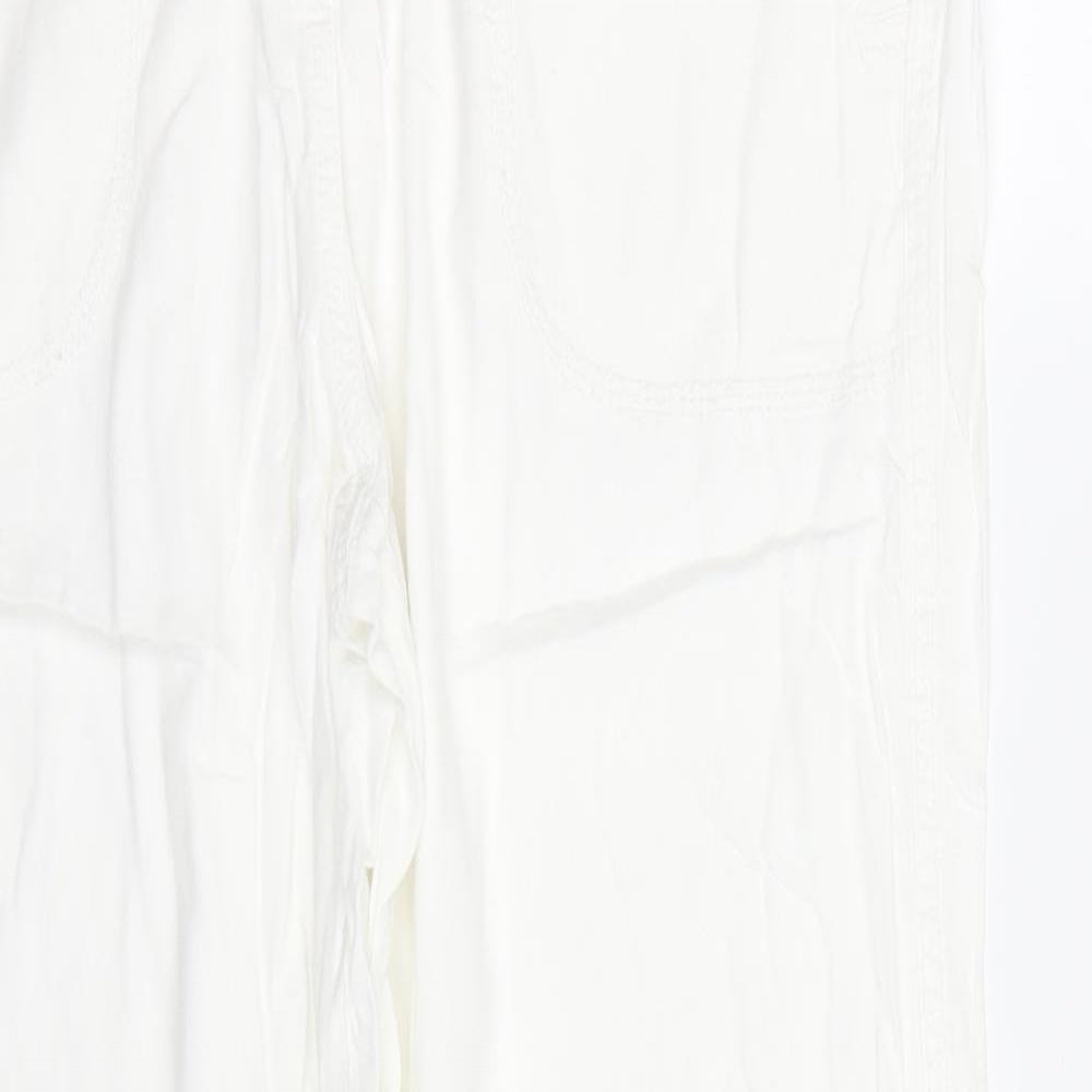M&S Womens White   Trousers  Size 16 L27 in