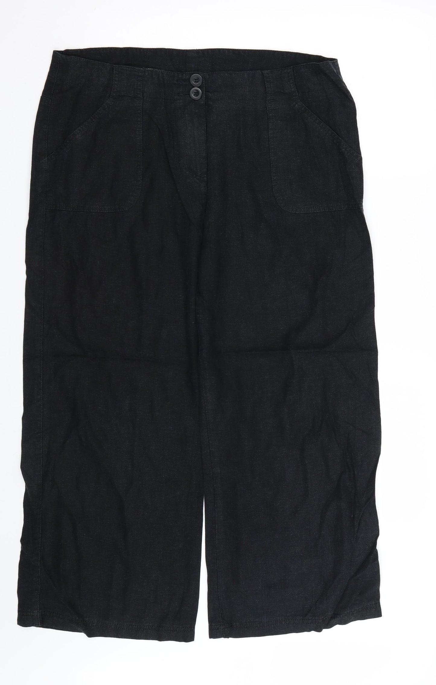 M&S Womens Black   Cropped Trousers Size 18 L25 in