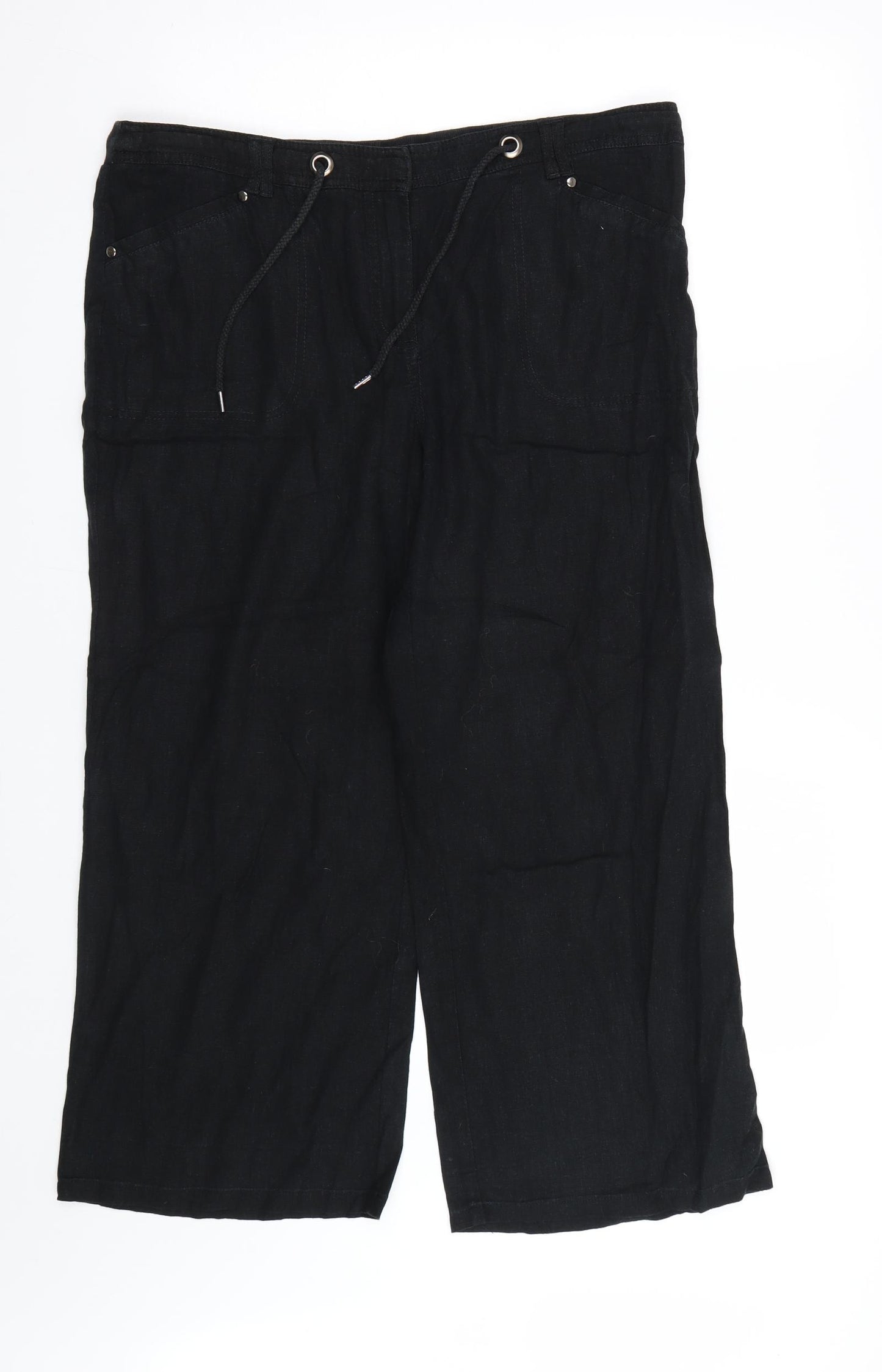 BHS Womens Black   Cropped Trousers Size 16 L23 in