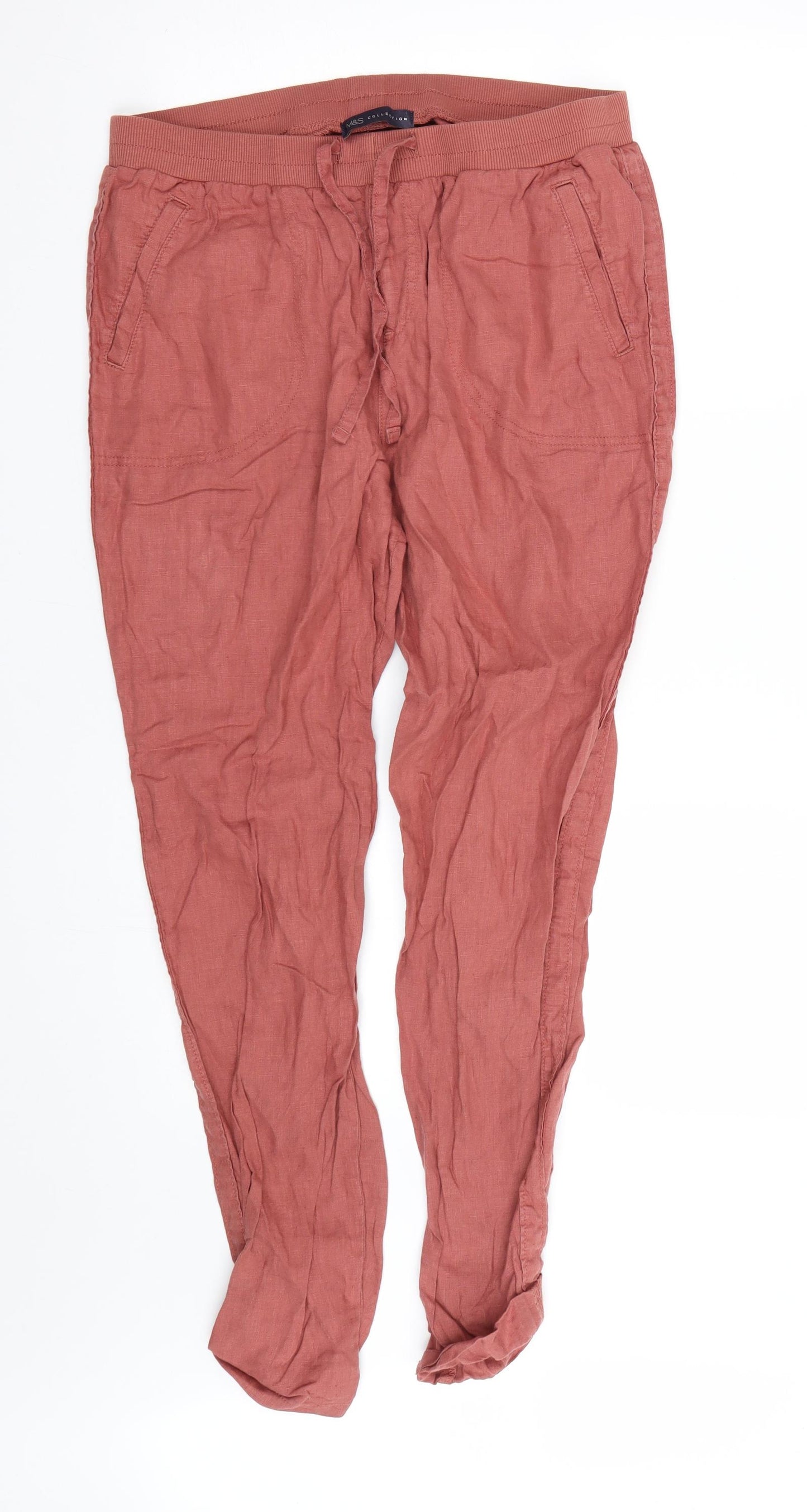 M&S Womens Red   Trousers  Size 14 L27 in