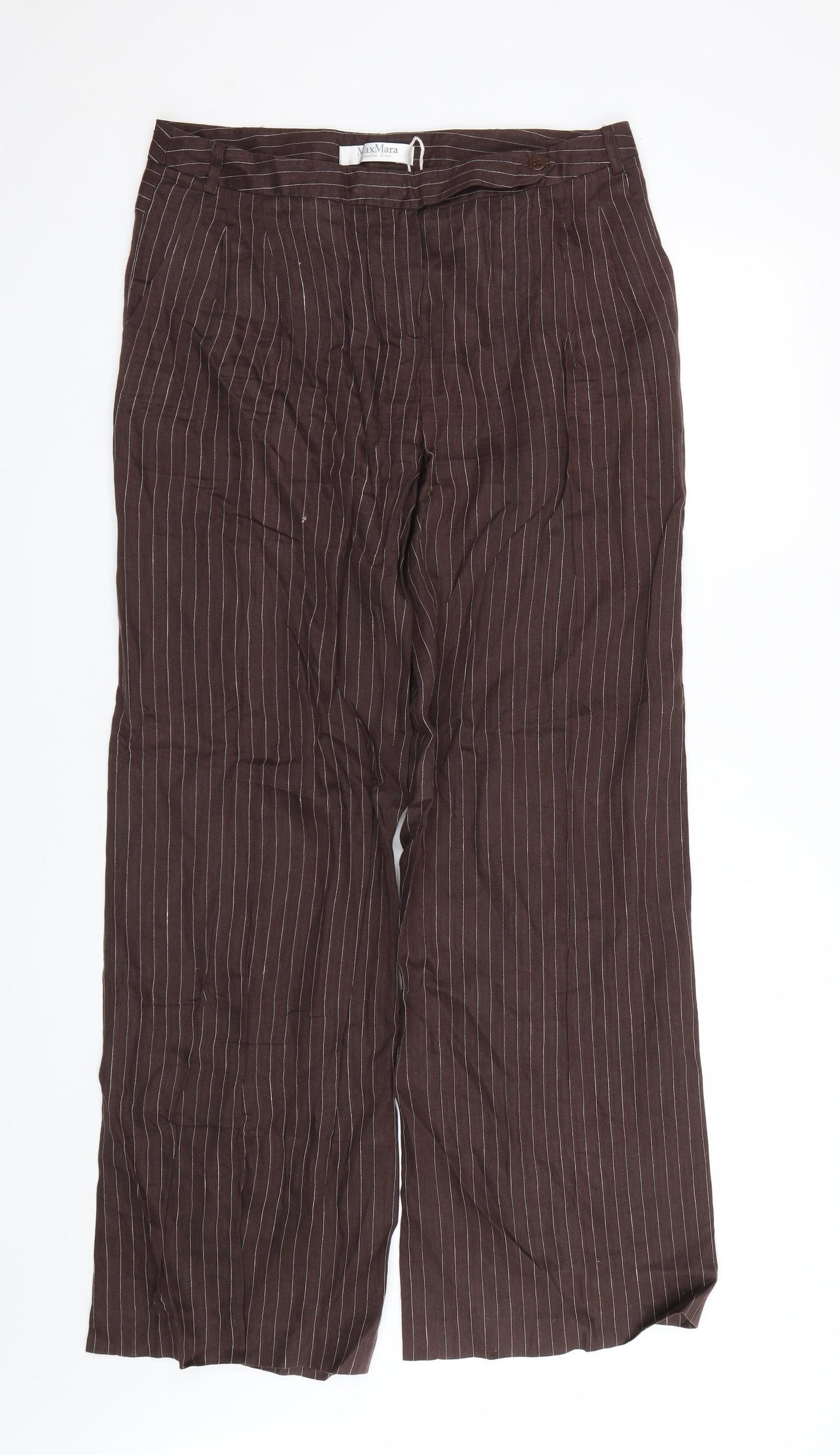 Max Mara Womens Brown Striped  Trousers  Size 12 L31 in