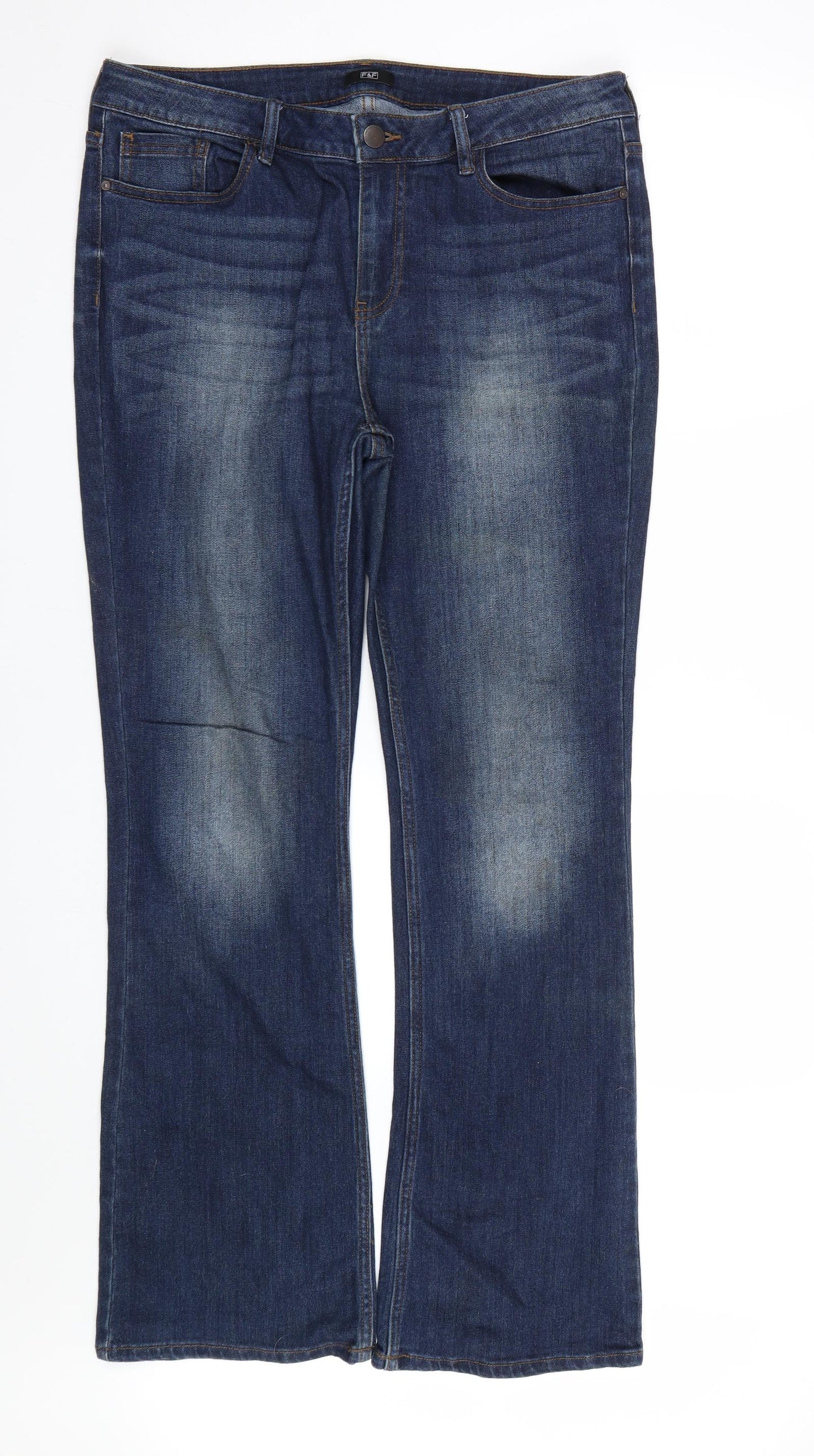F&F Womens Blue  Denim Straight Jeans Size 16 L30 in