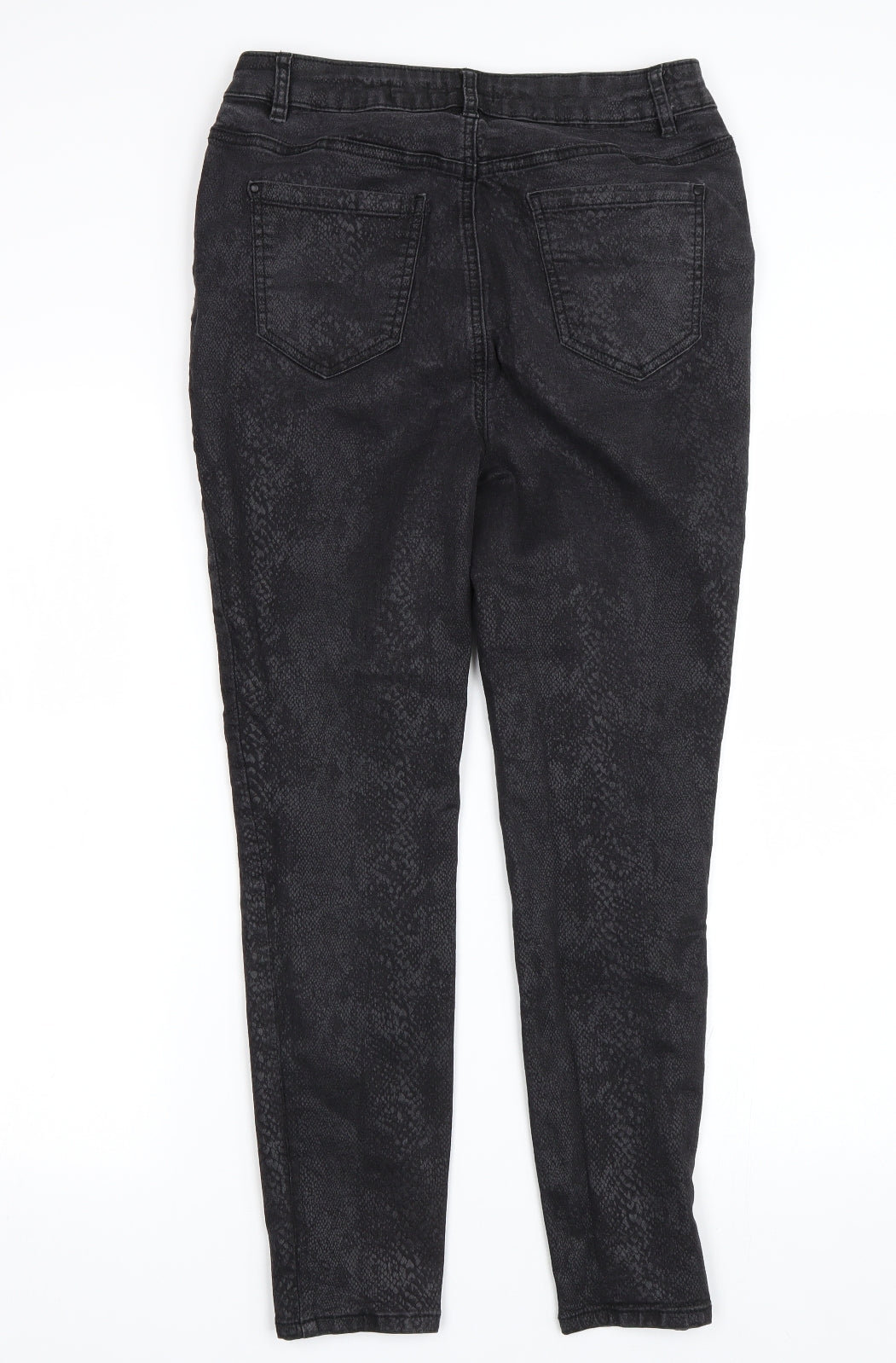 TU Womens Black Animal Print Denim Skinny Jeans Size 14 L25 in - Snake Print