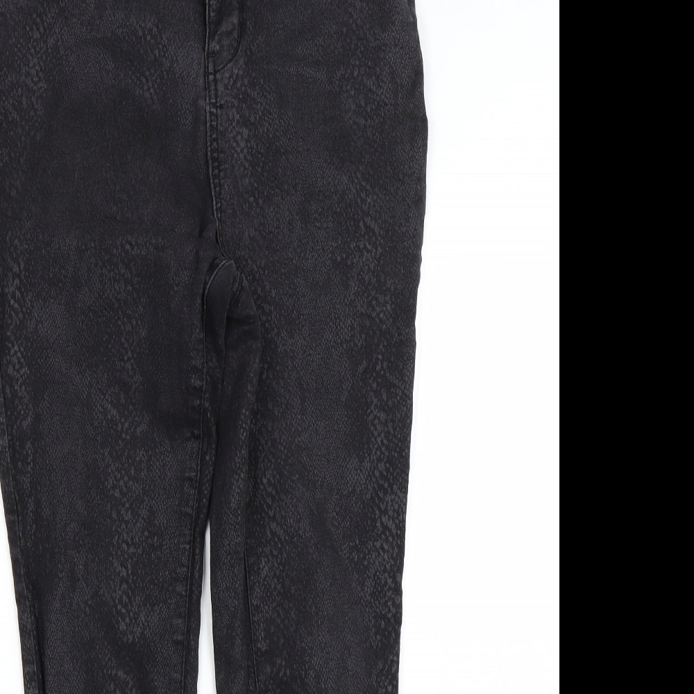 TU Womens Black Animal Print Denim Skinny Jeans Size 14 L25 in - Snake Print