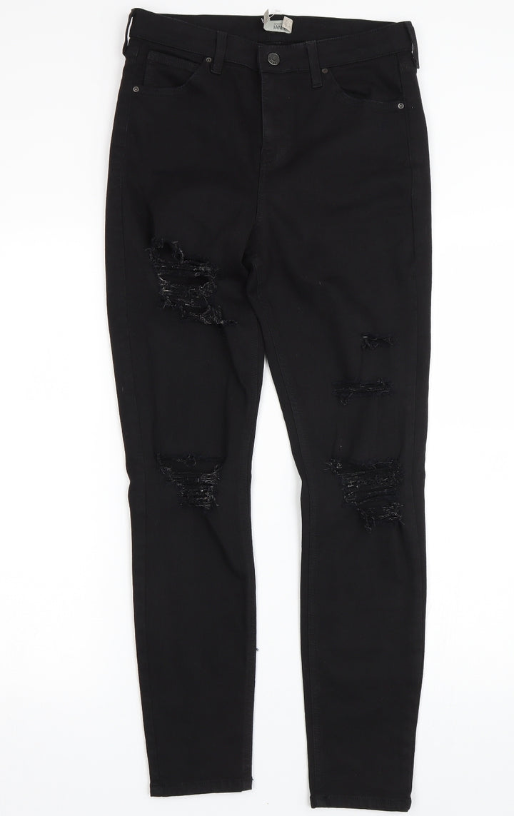 Topshop Womens Black Denim Skinny Jeans Size 30 L27 in