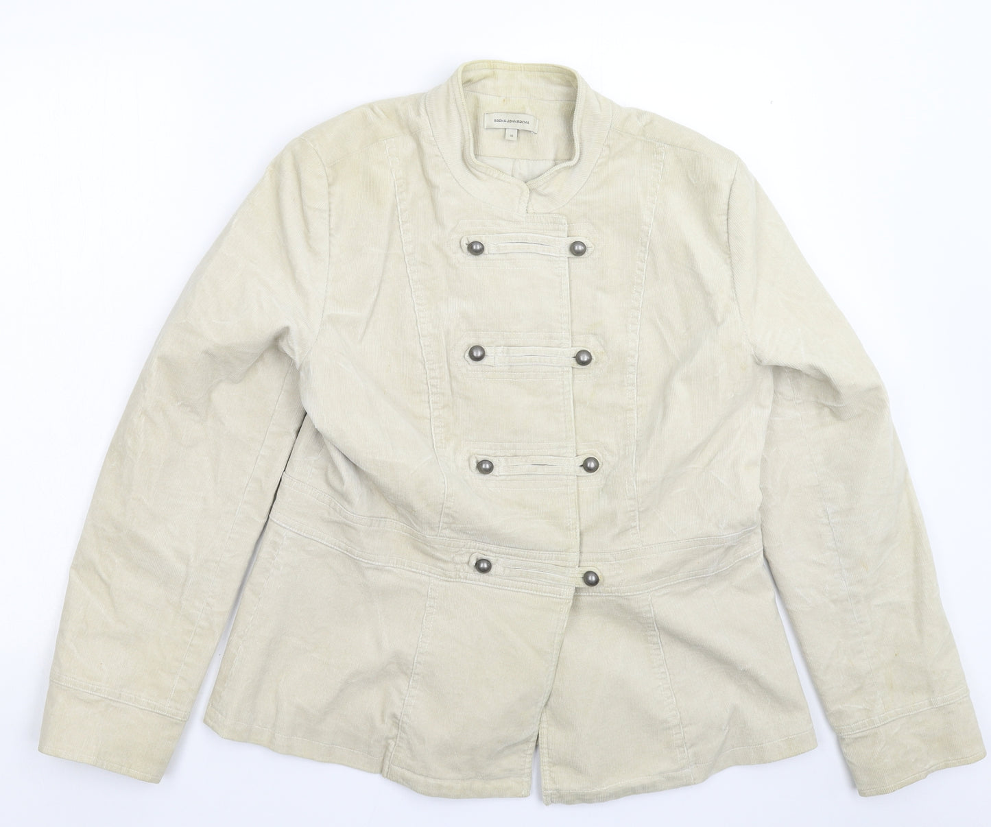 RJR.John Rocha Womens Beige  Corduroy Jacket Blazer Size 16