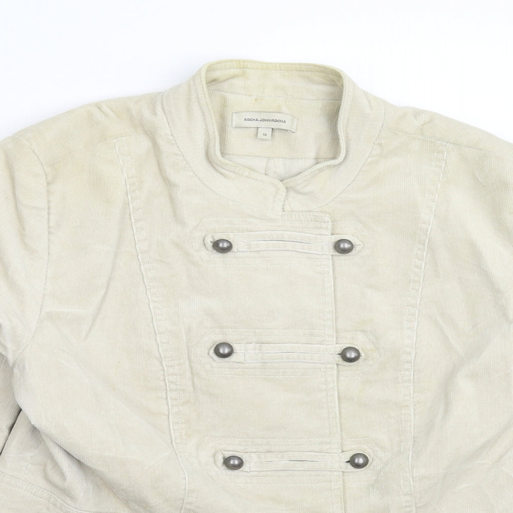 RJR.John Rocha Womens Beige  Corduroy Jacket Blazer Size 16