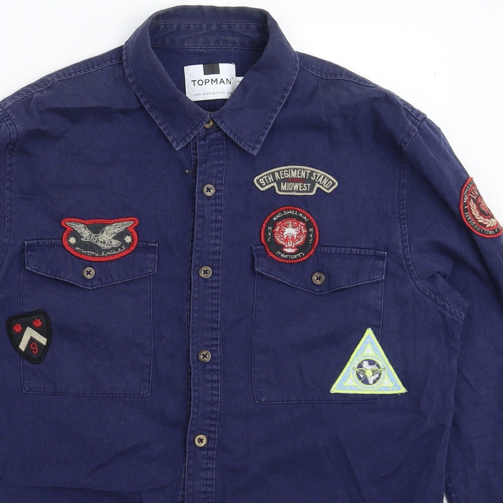 Topman Mens Blue    Button-Up Size M