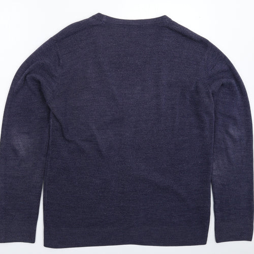 Easy Mens Blue  Knit Cardigan Jumper Size L