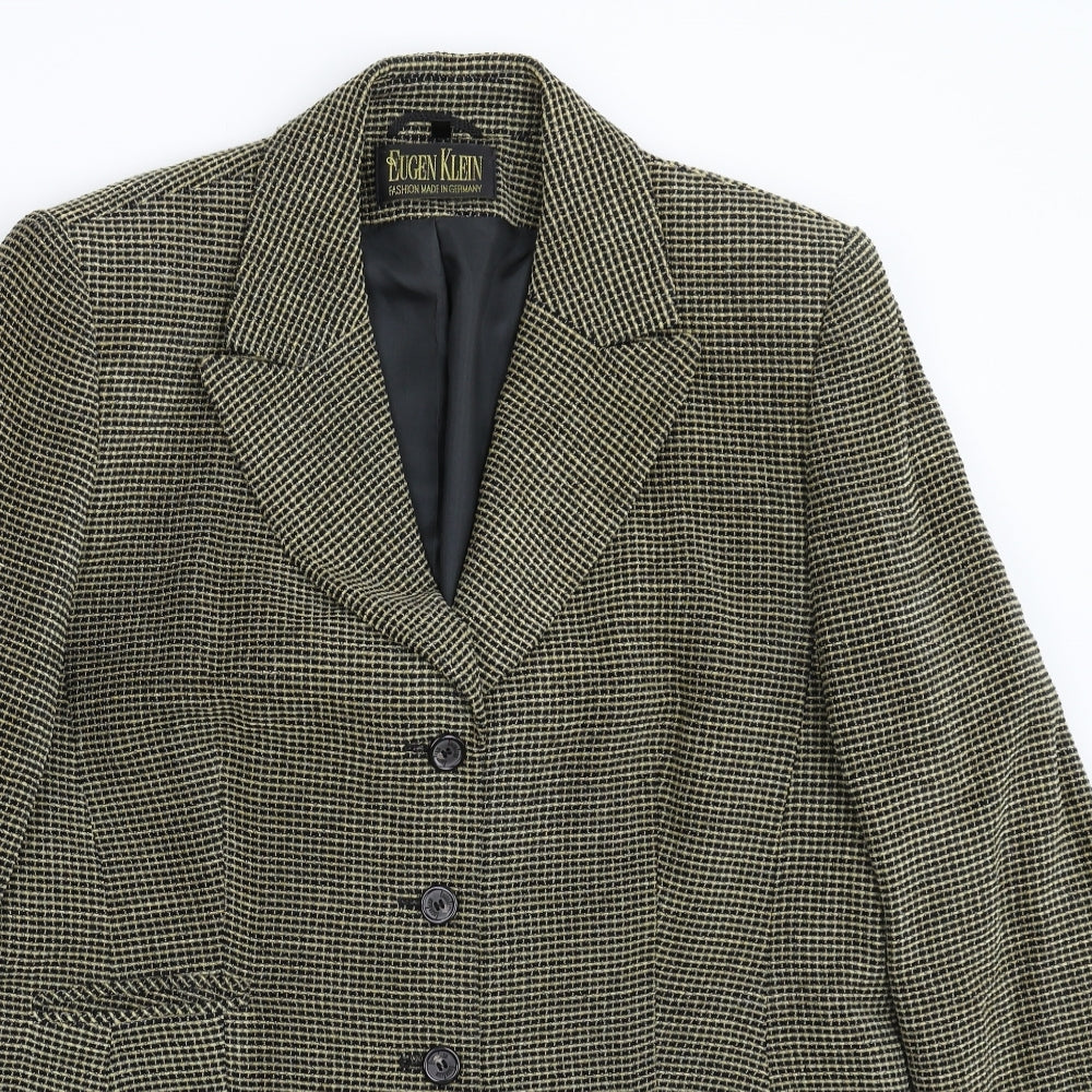 Eugen Klein Womens Beige Check  Jacket Suit Jacket Size 14