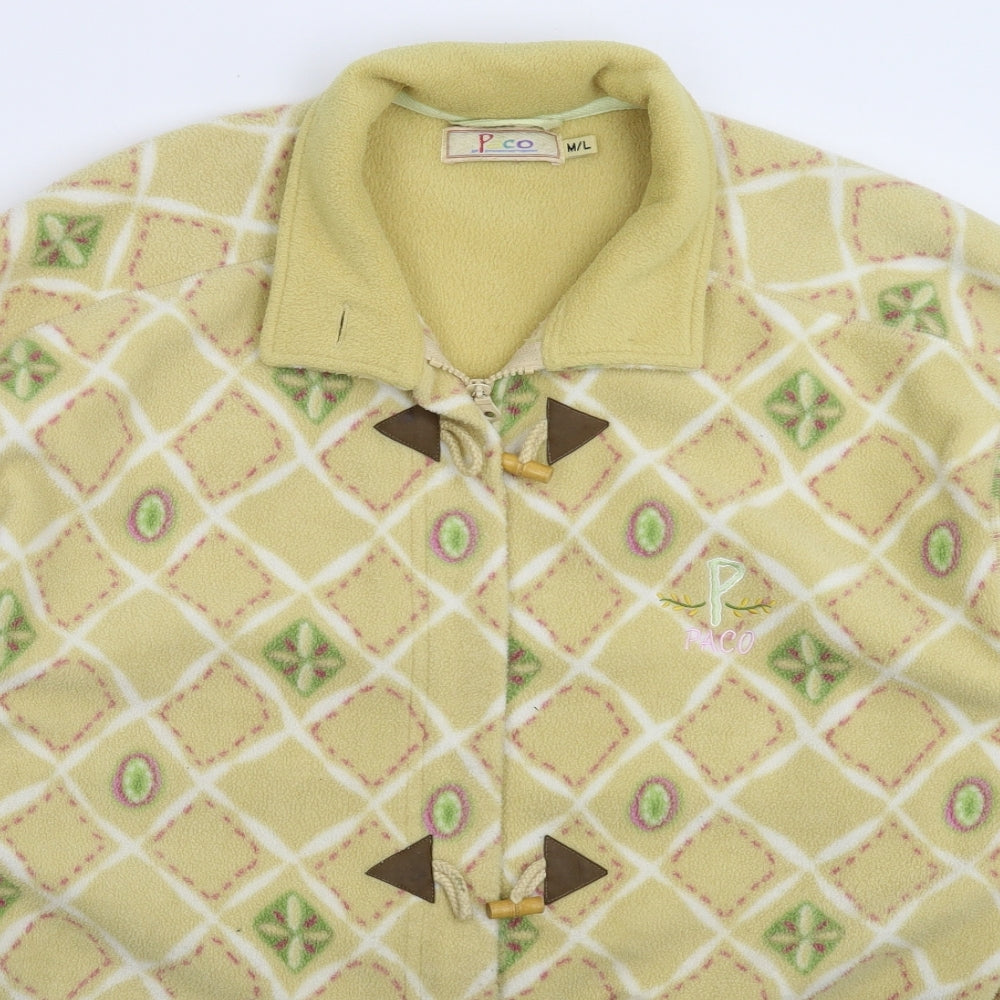 PACO Womens Beige Check Fleece Jacket  Size L