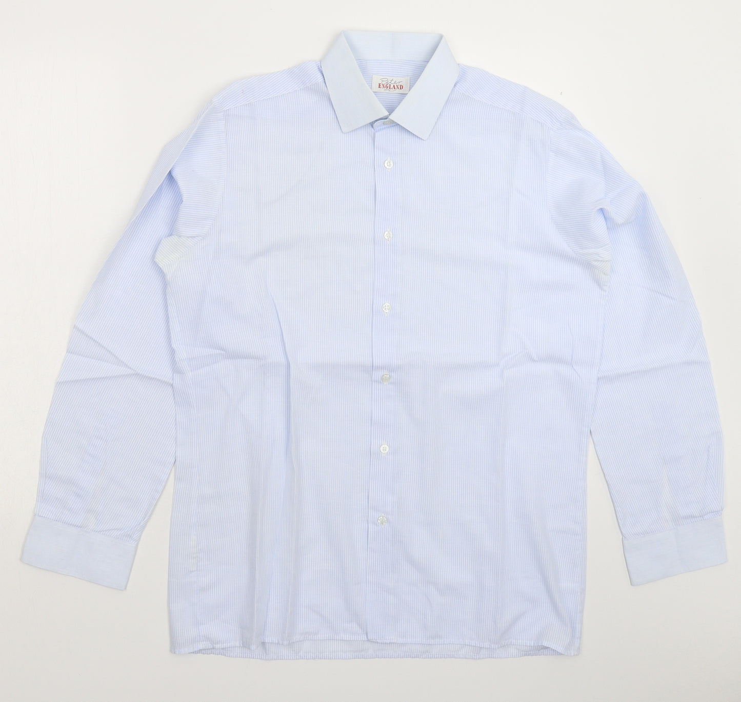 Peter England Mens Blue Striped   Dress Shirt Size L