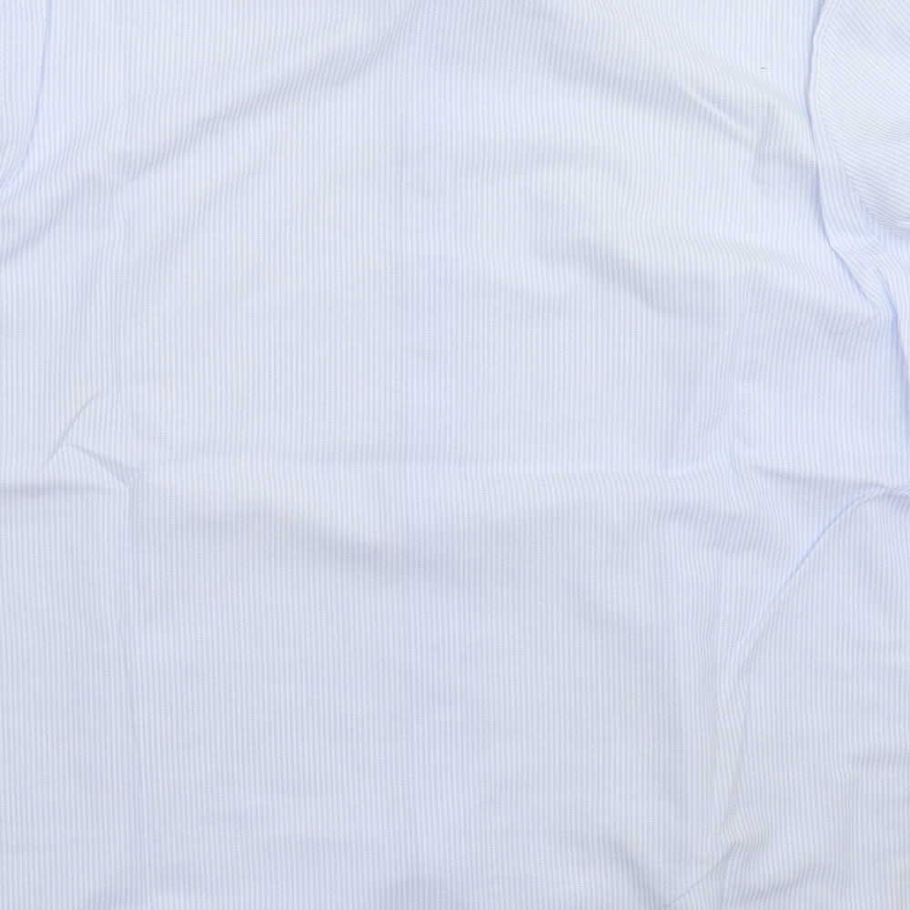 Peter England Mens Blue Striped   Dress Shirt Size L