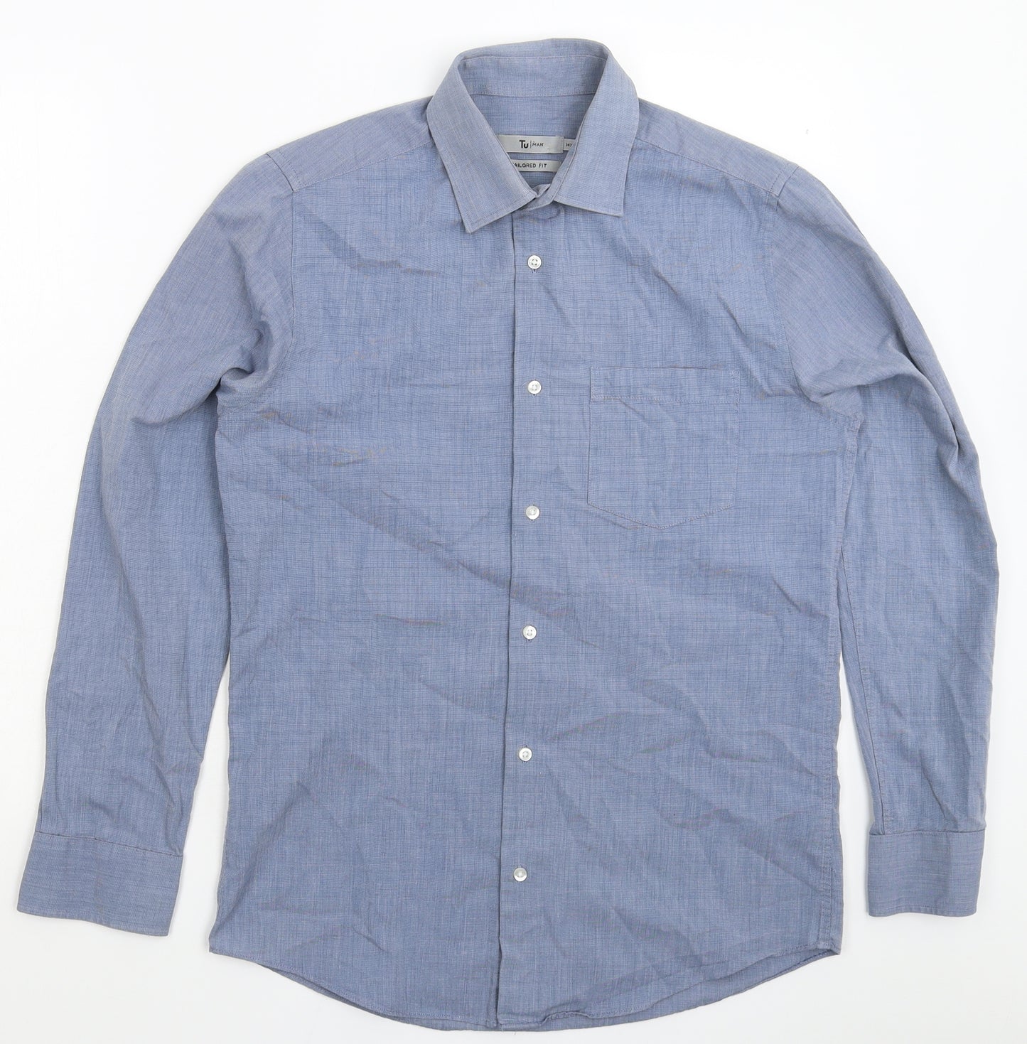 TU Mens Blue    Dress Shirt Size 14.5