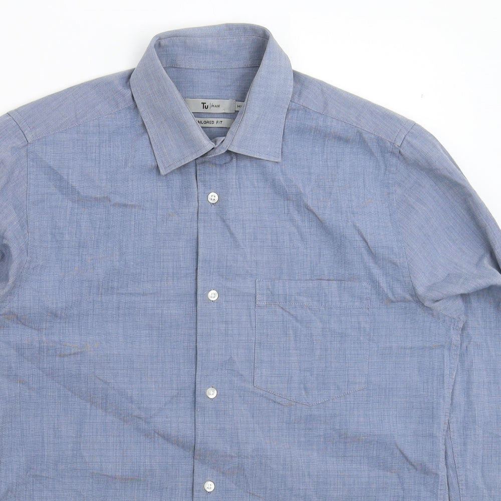 TU Mens Blue    Dress Shirt Size 14.5