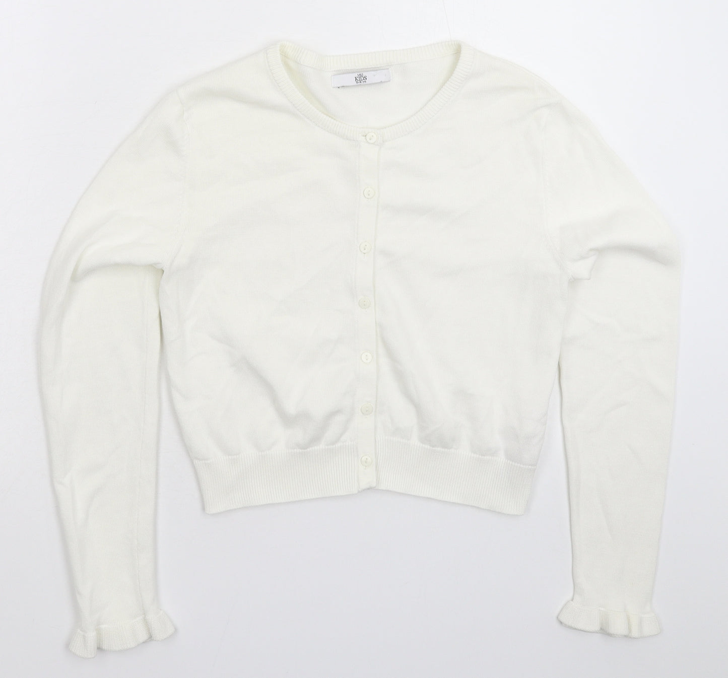 Marks and Spencer Girls White  Knit Cardigan Jumper Size 13-14 Years