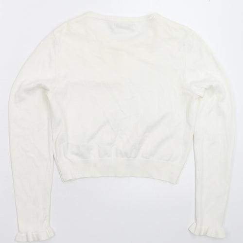 Marks and Spencer Girls White  Knit Cardigan Jumper Size 13-14 Years