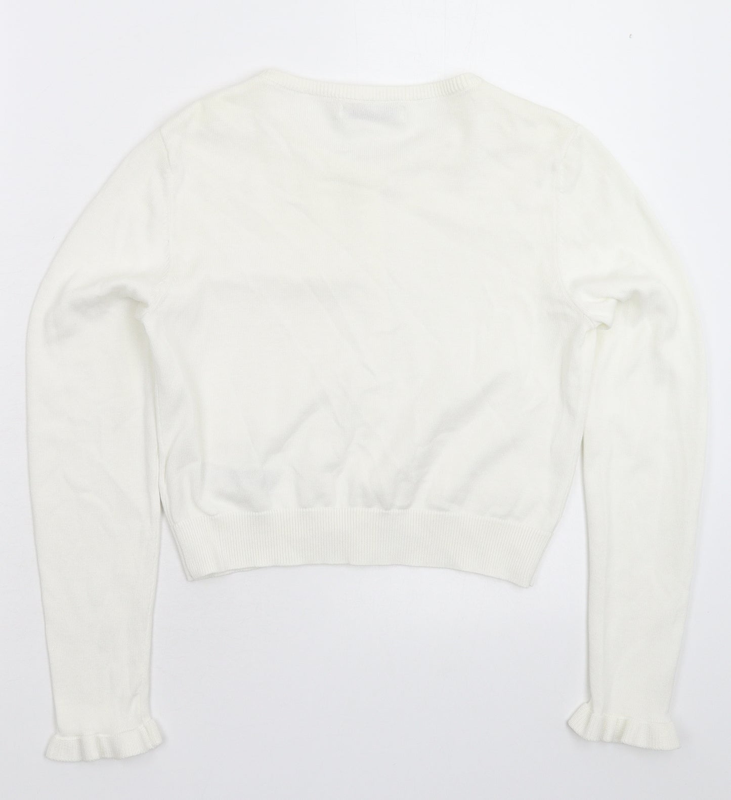 Marks and Spencer Girls White  Knit Cardigan Jumper Size 13-14 Years