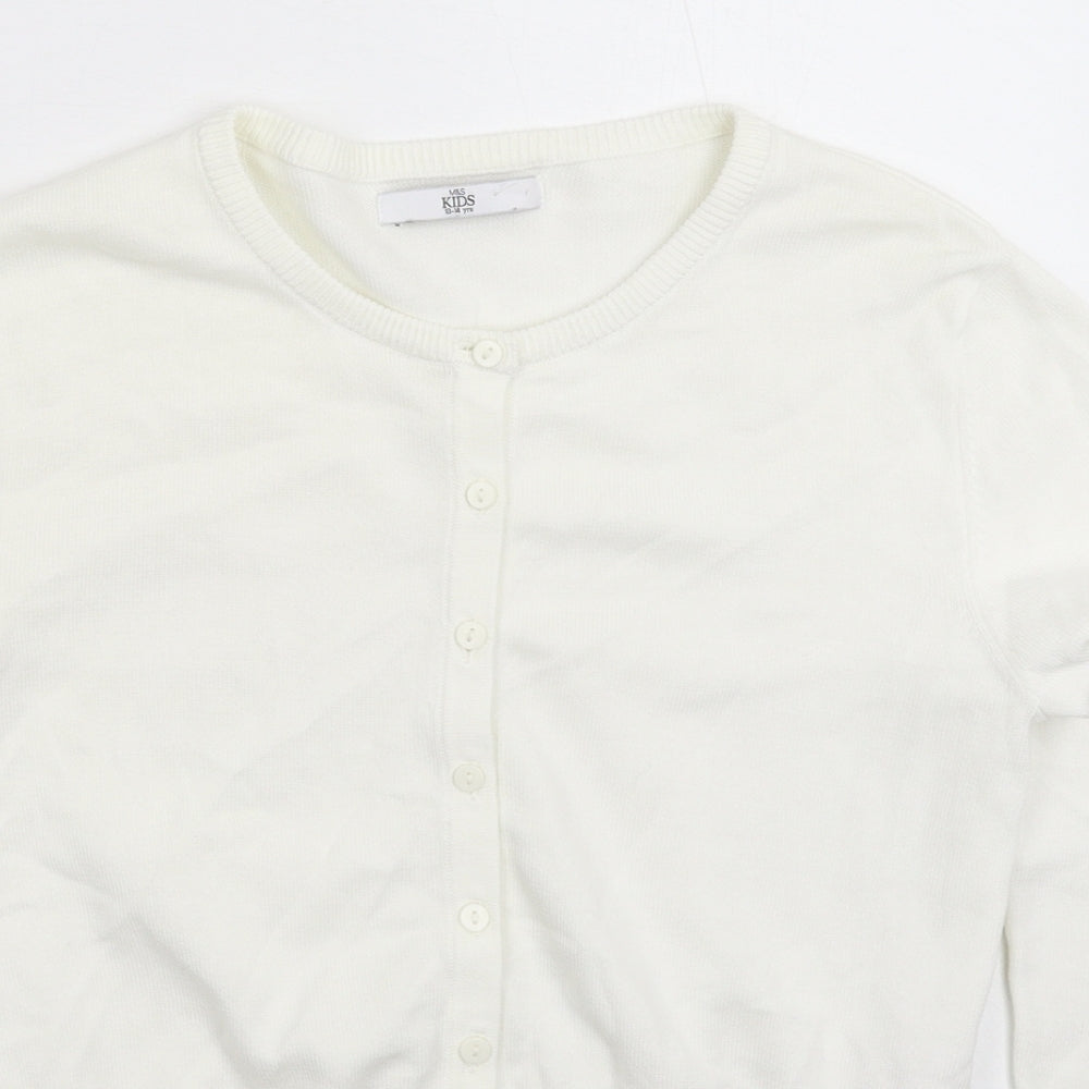 Marks and Spencer Girls White  Knit Cardigan Jumper Size 13-14 Years