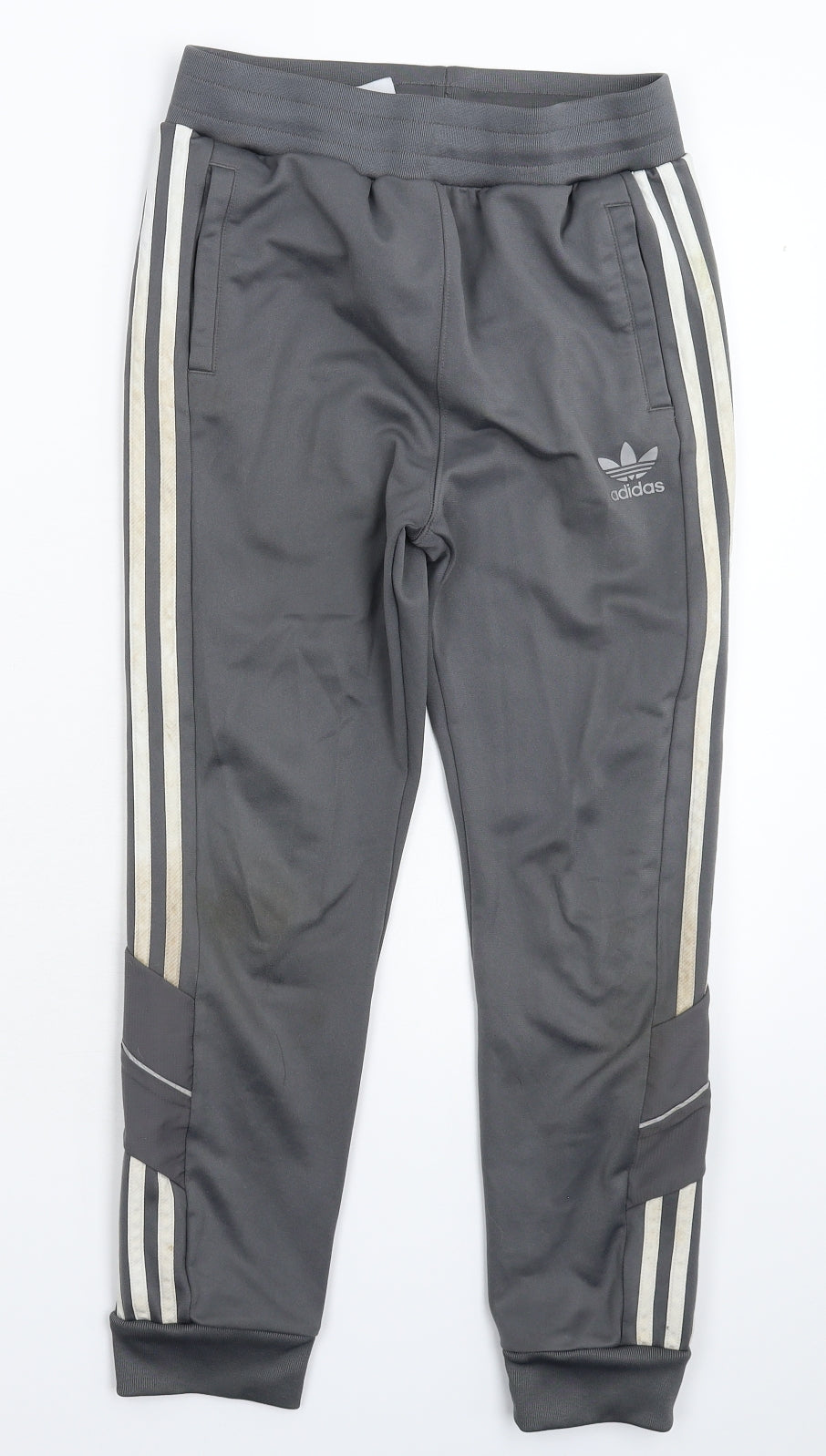 adidas Boys Grey Striped  Jogger Trousers Size 11-12 Years
