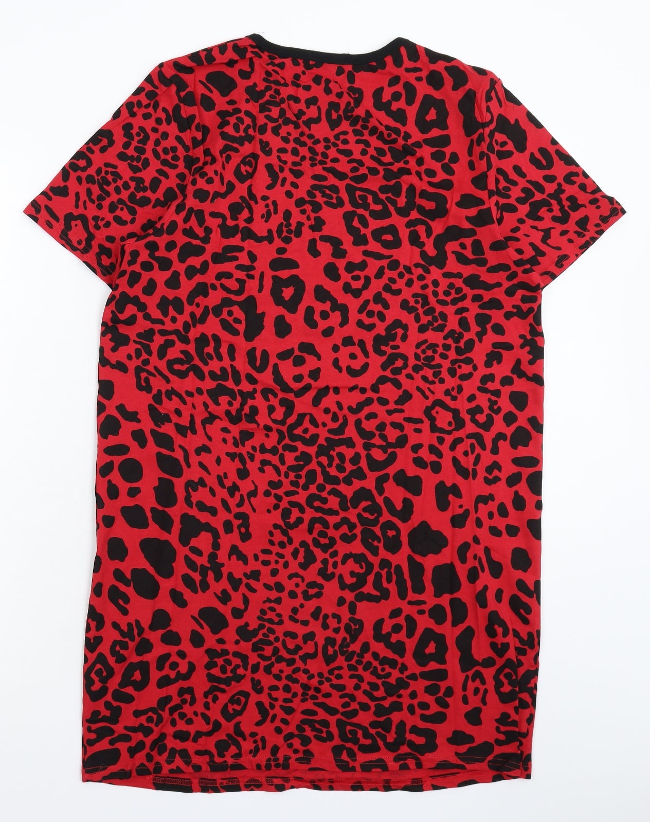 PRETTYLITTLETHING Womens Red Animal Print  T-Shirt Dress  Size 12