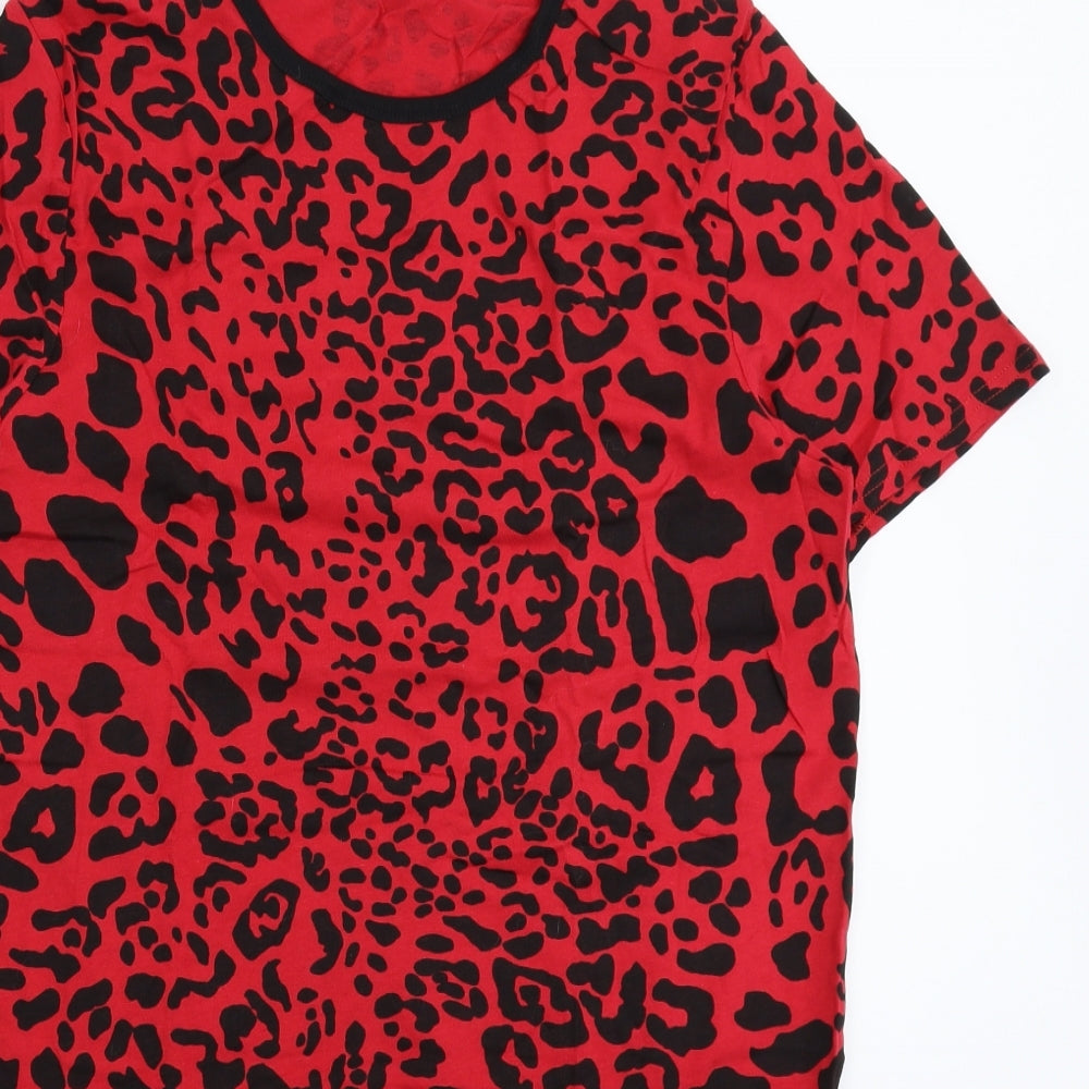 PRETTYLITTLETHING Womens Red Animal Print  T-Shirt Dress  Size 12