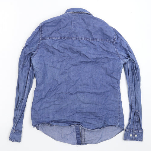Denim & Co. Womens Blue  Denim Basic Button-Up Size 8