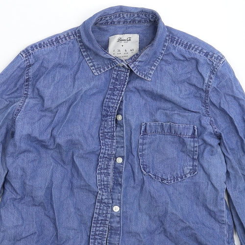 Denim & Co. Womens Blue  Denim Basic Button-Up Size 8