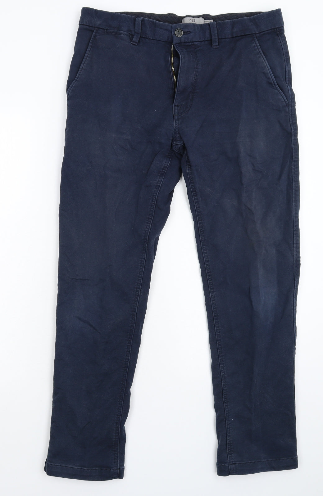 Marks and Spencer Mens Blue   Chino Trousers Size 34 L27 in
