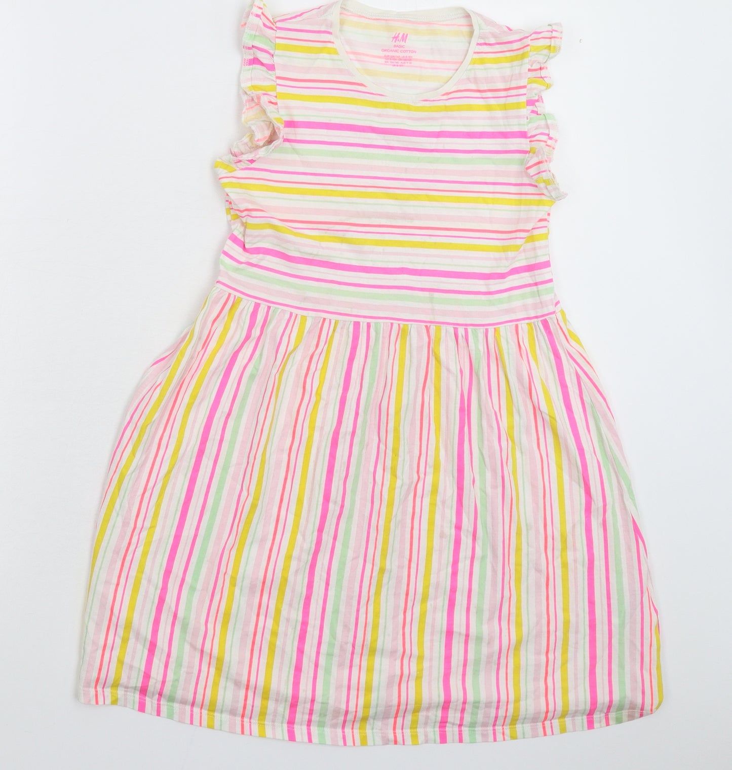 H&M Girls Multicoloured Striped  Fit & Flare  Size 9-10 Years
