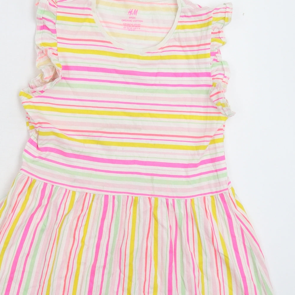 H&M Girls Multicoloured Striped  Fit & Flare  Size 9-10 Years