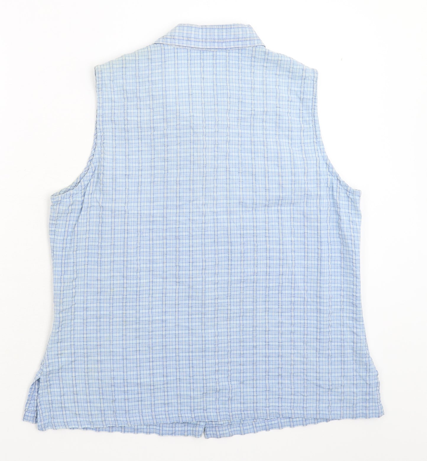 Etam Womens Blue Check  Basic Button-Up Size 16