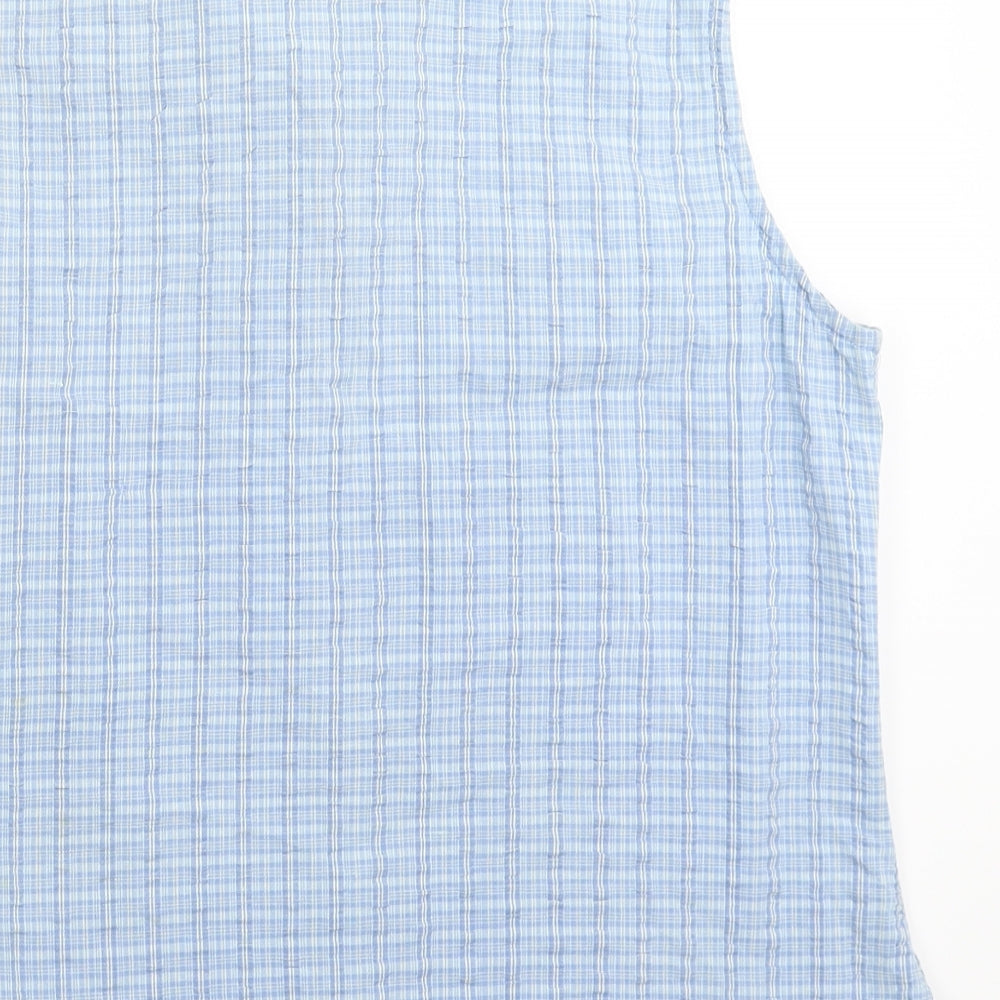 Etam Womens Blue Check  Basic Button-Up Size 16
