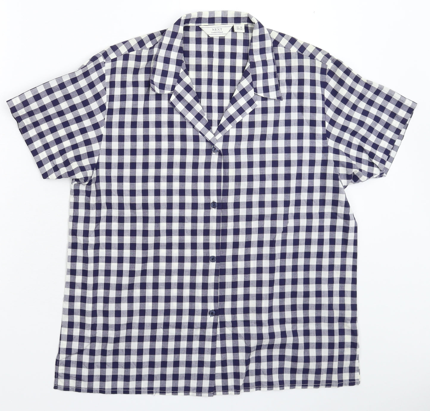 NEXT Womens Blue Check  Basic Button-Up Size 16