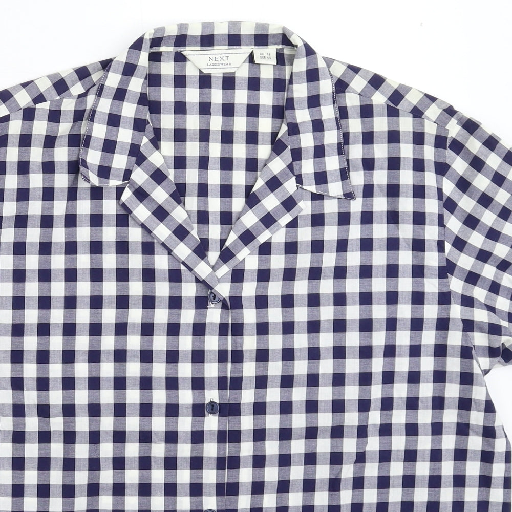 NEXT Womens Blue Check  Basic Button-Up Size 16