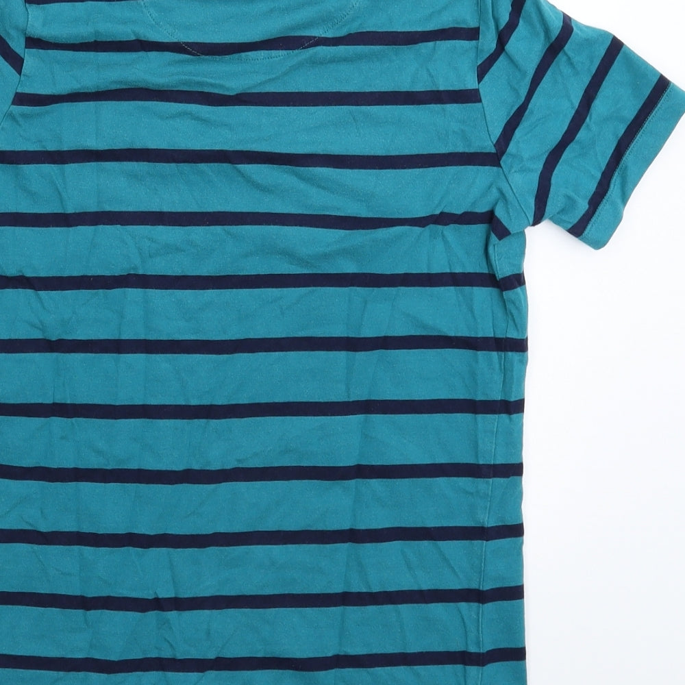 Penguin Boys Green Striped  Basic T-Shirt Size 12-13 Years