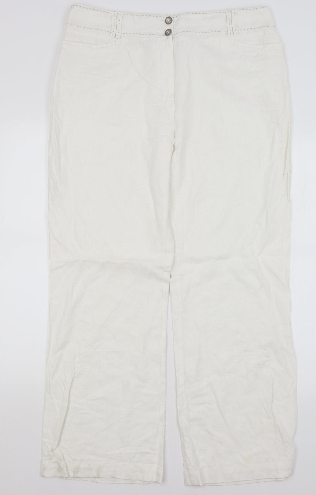 Per Una Womens White   Trousers  Size 16 L29.5 in