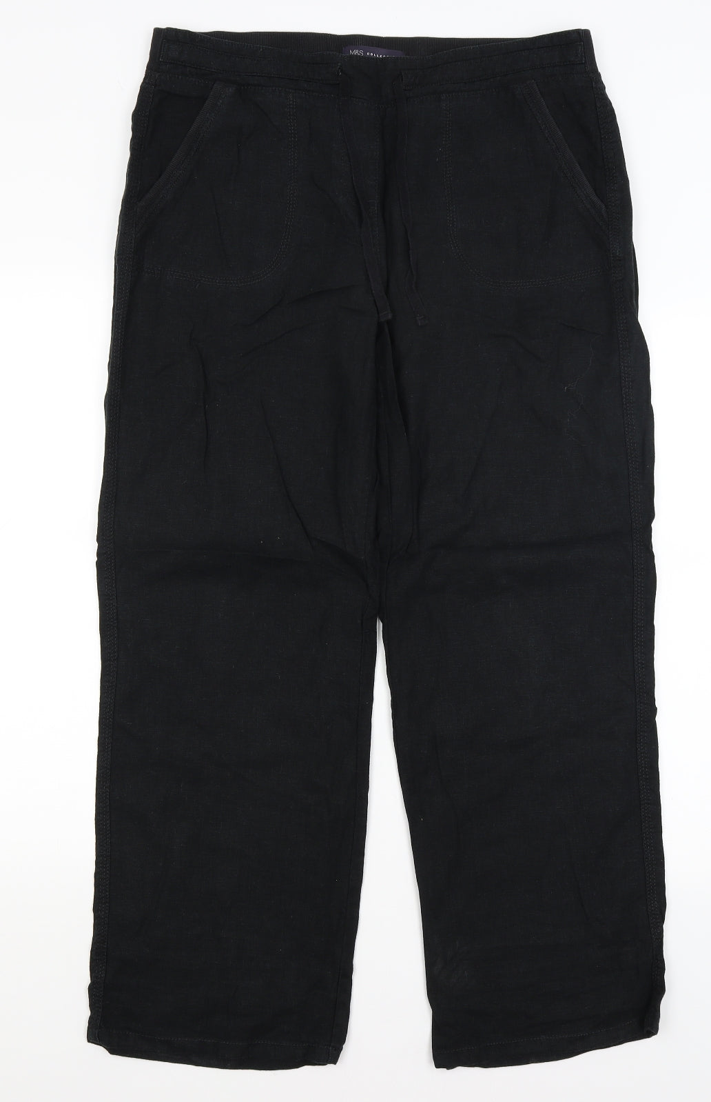 M&S Womens Black   Trousers  Size 14 L27 in