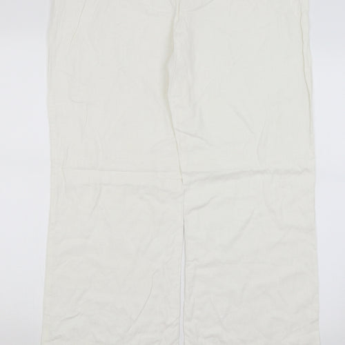 M&S Womens White   Trousers  Size 14 L29.5 in