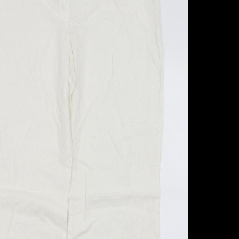M&S Womens White   Trousers  Size 14 L29.5 in