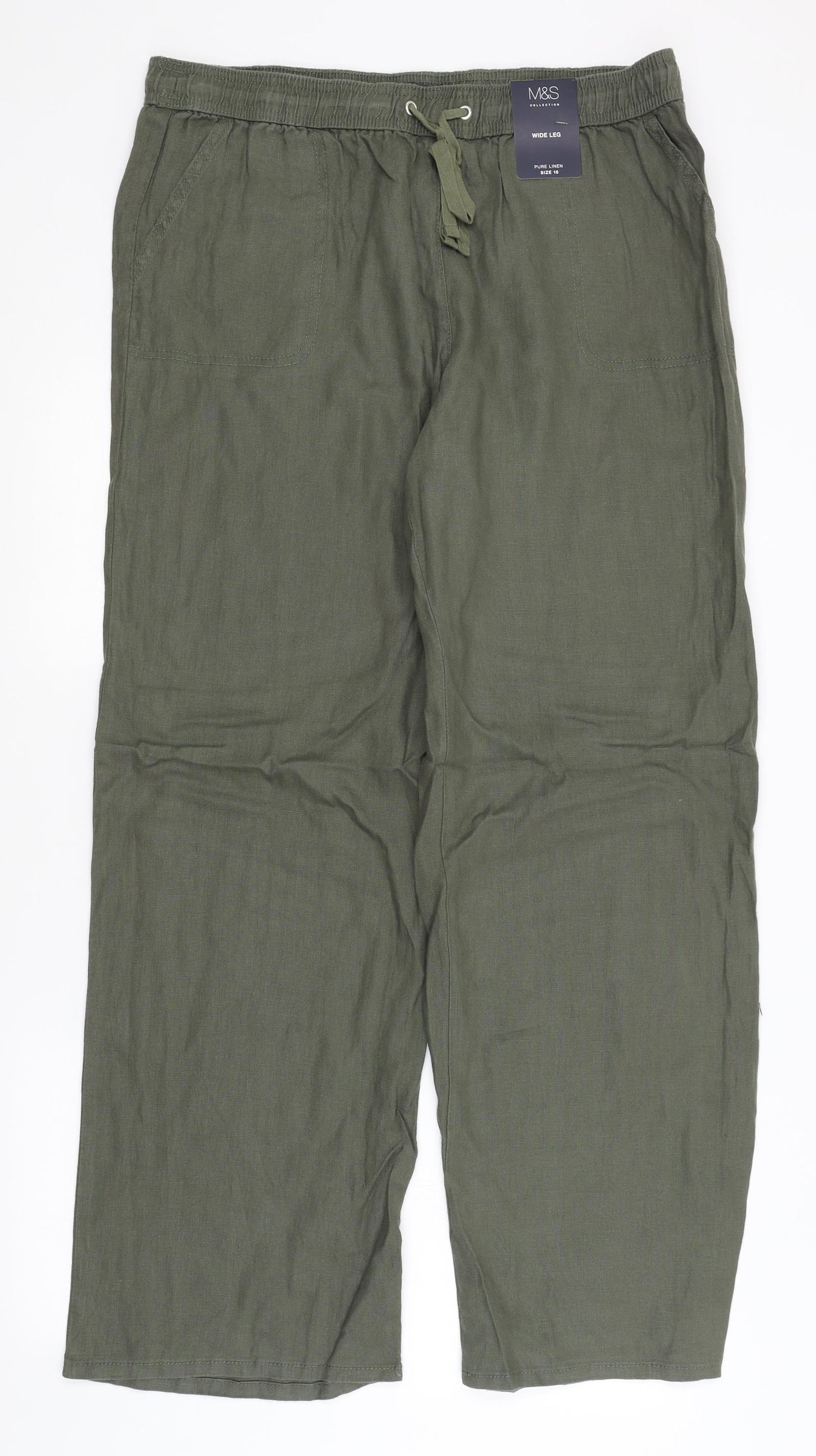 M&S Womens Green   Trousers  Size 16 L30.5 in