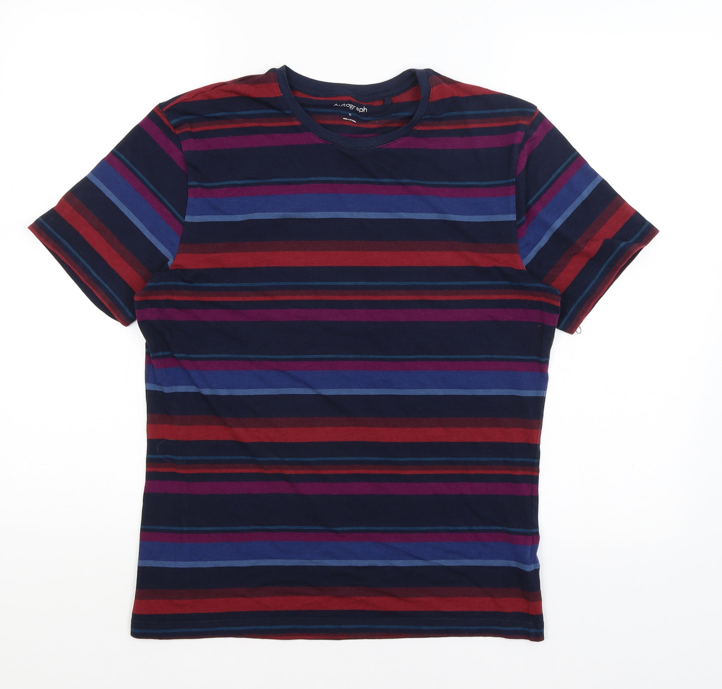 Autograph Mens Blue Striped   T-Shirt Size S