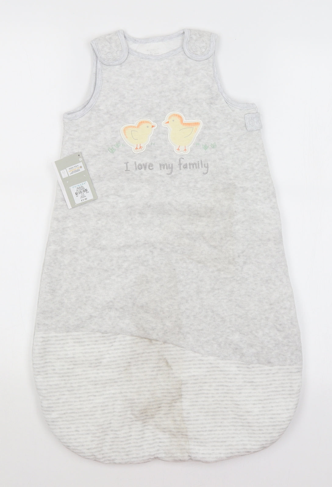Primark Baby Grey   Babygrow One-Piece Size 9-12 Months  - I love my family