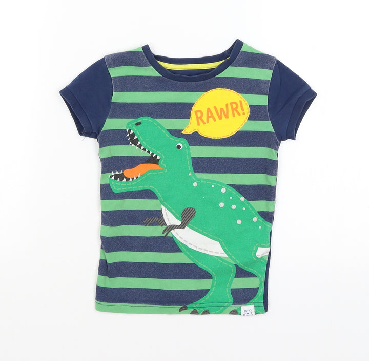 Harry Bear Boys Blue Striped Basic T-Shirt Size 5 Years - Tyrannosaurus Rex