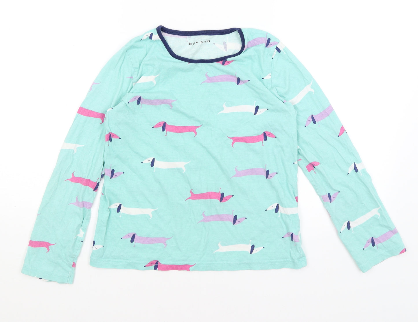 Nutmeg Girls Blue   Basic T-Shirt Size 11-12 Years  - Daschunds