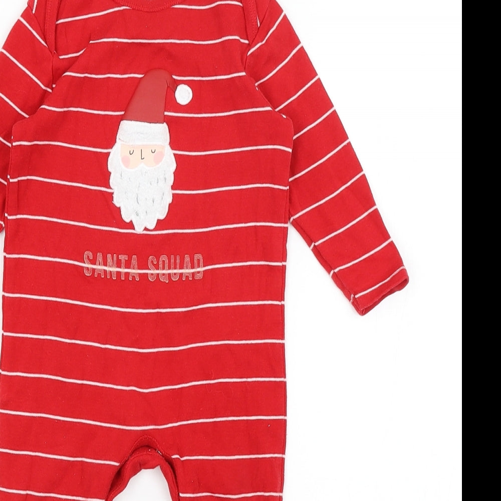 Primark Baby Red Striped  Babygrow One-Piece Size 9-12 Months  - Santa Squad